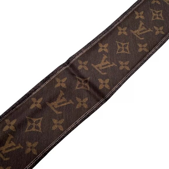 Authentic LOUIS VUITTON Bando New Denim Scarf M72396 Brown Silk #36635752 - Picture 12 of 12